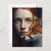 Carte postale Fille au renard ポストカード (正面/裏面)