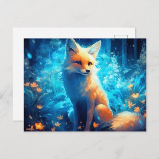 Carte Postale fox lumière bleue ポストカード (正面/裏面)