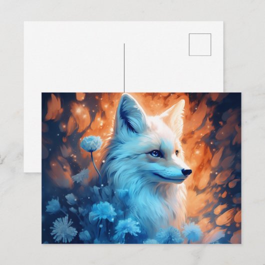 Carte Postale fox lumière bleue ポストカード (正面/裏面)