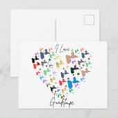 Carte postale Guadeloupe – Motif coeur multicolore ポストカード (正面/裏面)