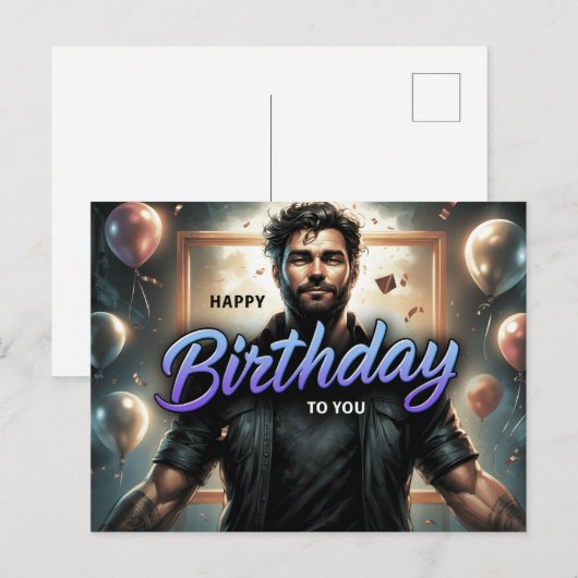 Carte Postale Happy Birthday 2026 -6 ポストカード (正面/裏面)