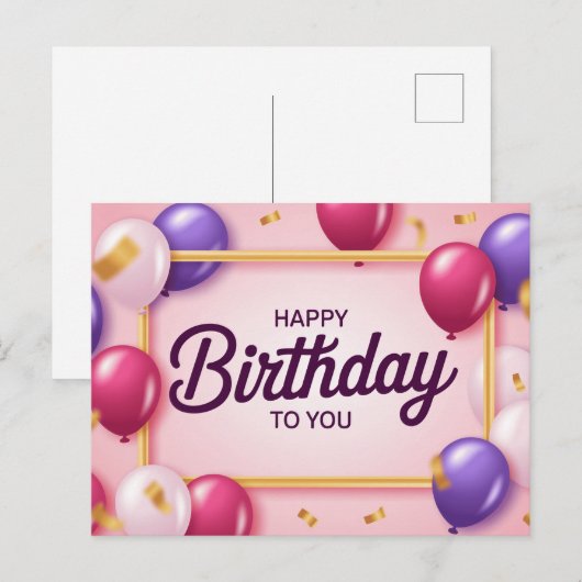 Carte Postale Happy Birthday 2026 -7 ポストカード (正面/裏面)