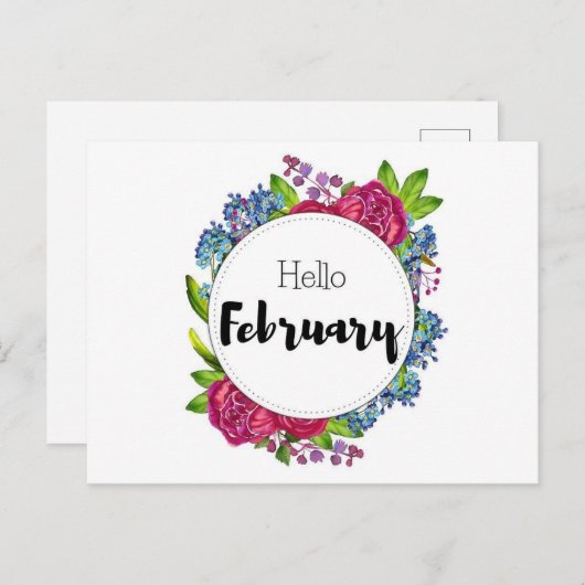 Carte Postale Hello February ポストカード (正面/裏面)