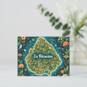 Carte postale La Réunion – Carte illustrée de l’îl ポストカード (スタンド正面)