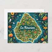 Carte postale La Réunion – Carte illustrée de l’îl ポストカード (正面/裏面)