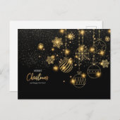 Carte Postale Merry Christmas noir étoiles dorées ポストカード (正面/裏面)