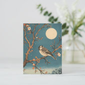 Carte Postale Moonlit Bird on Blossom Branch ポストカード (スタンド正面)