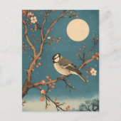 Carte Postale Moonlit Bird on Blossom Branch ポストカード (正面)