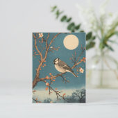 Carte Postale Moonlit Bird on Blossom Branch ポストカード (スタンド正面)
