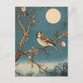 Carte Postale Moonlit Bird on Blossom Branch ポストカード (正面)