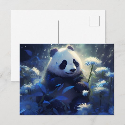 Carte Postale Panda lumière bleue ポストカード (正面/裏面)