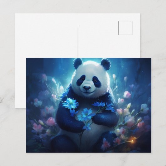 Carte Postale Panda lumière bleue ポストカード (正面/裏面)