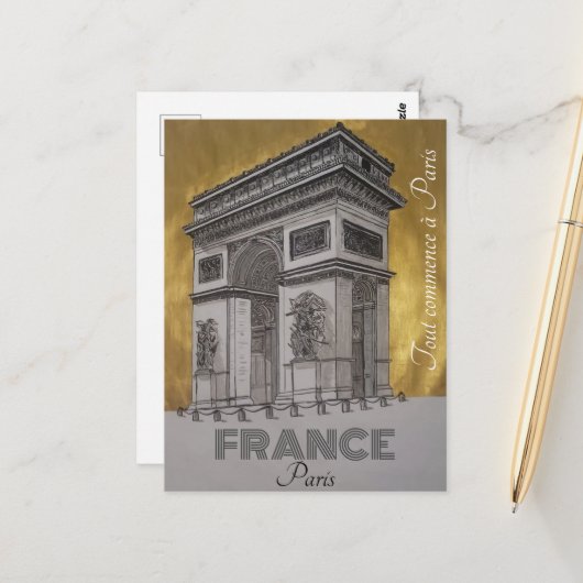 Carte Postale Paris France l'arc de triomphe ポストカード (正面/裏面インサイチュ)