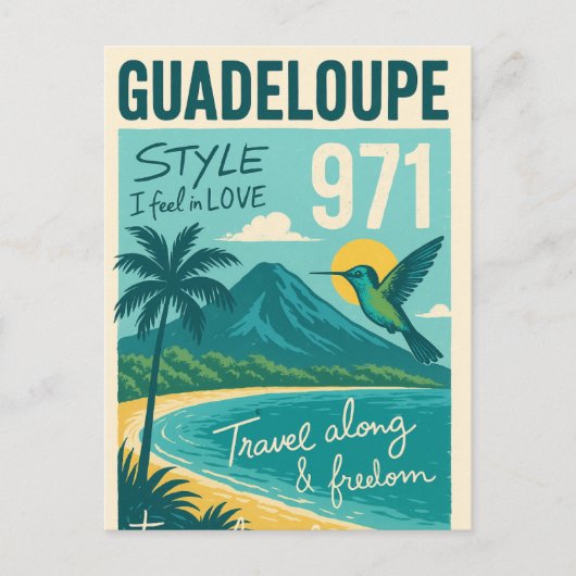 Carte Postale Rétro Guadeloupe, Plage de Rêve ポストカード (正面)