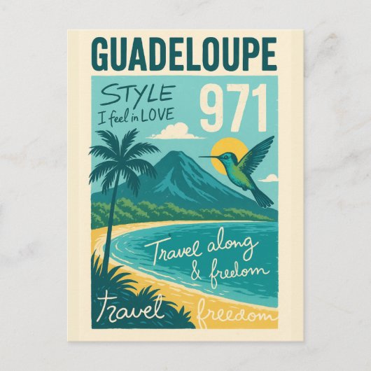 Carte Postale Rétro Guadeloupe, Plage de Rêve ポストカード (正面)
