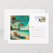 Carte Postale Rétro Guadeloupe Plage Exotique ポストカード (正面/裏面)