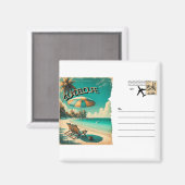 Carte Postale Rétro Guadeloupe Plage Exotique マグネット (正面/裏面)