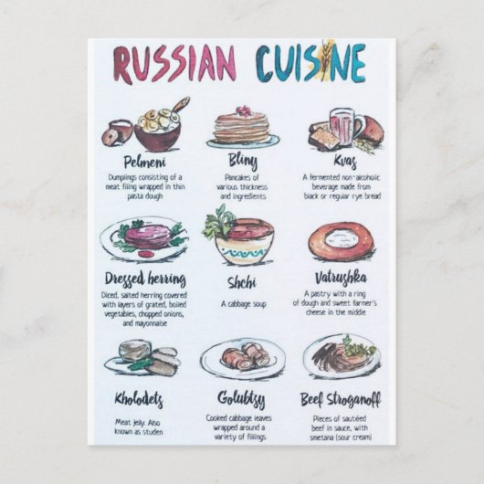 Carte Postale Russian cuisine ポストカード (正面)