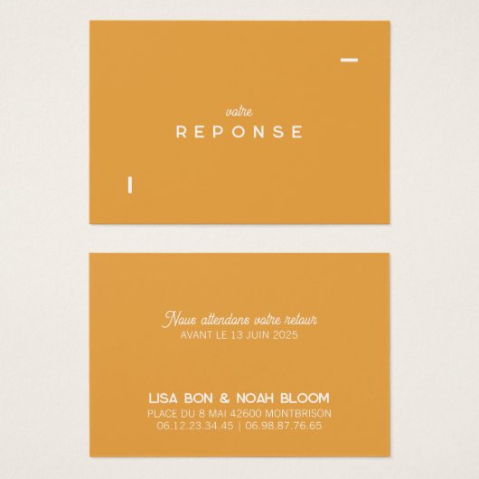 Carte réponse Colorus - Orange (正面&裏面)