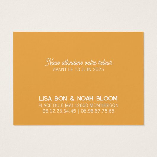 Carte réponse Colorus - Orange (裏面)