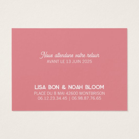 Carte réponse Colorus - Rose (裏面)