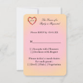 Carte-réponse mariage rose orange couronne coeur 出欠カード (裏面)