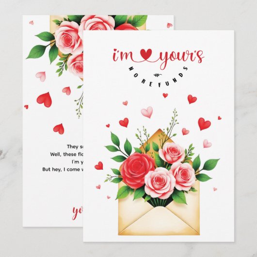 Carte Saint-Valentin - "I'm yours, no refunds" シーズンカード (正面/裏面)