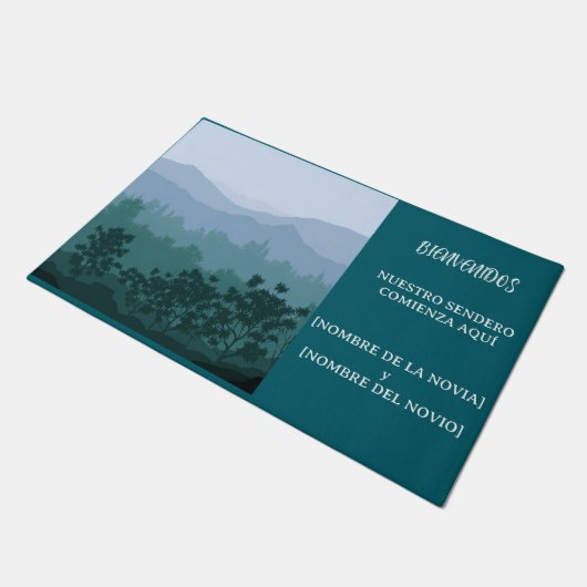 Cartel de Bienvenida Boda Rústica ドアマット (アングル)