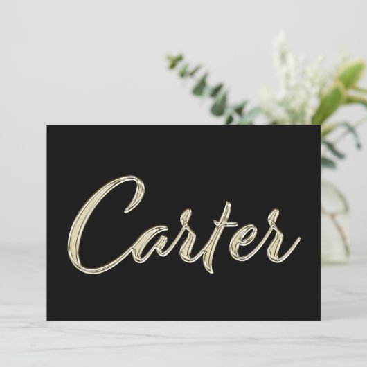 Carter Name white gold Handwriting Karte カード (スタンド正面)