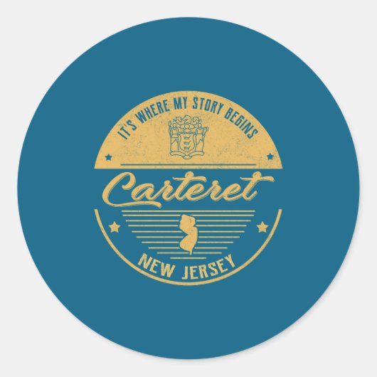 Carteret New Jersey Its Where My Story Begins  ラウンドシール (正面)