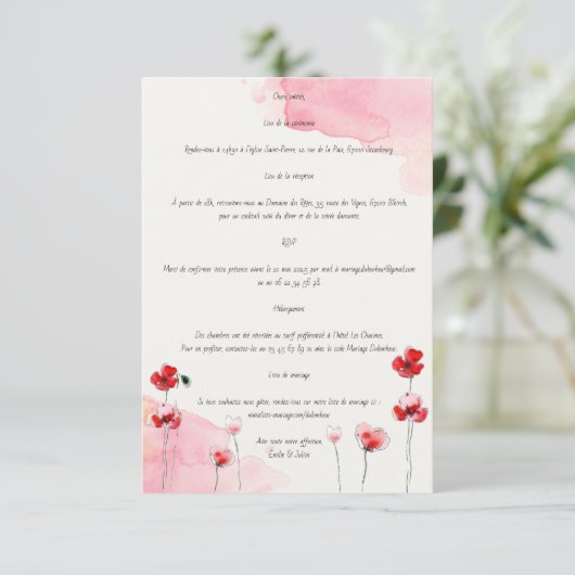 Cartes d'accompagnement "Coquelicots" エンクロージャーカード (スタンド正面)
