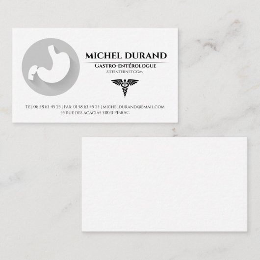 Cartes de visite Médicales Gastro-entérologue 名刺 (正面/裏面)