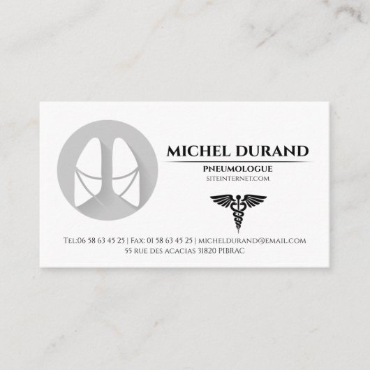 Cartes de visite Médicales pneumologue 名刺 (正面)