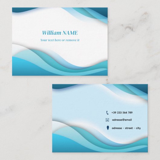 Cartes de visite Vagues bleues - sobre 名刺 (正面/裏面)