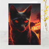 Cartes de vœux Black Cat カード (黄色い花)