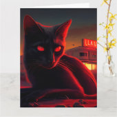 Cartes de vœux Black Cat カード (黄色い花)