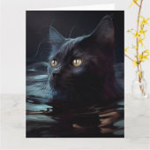 Cartes de vœux Black Cat カード (黄色い花)
