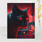 Cartes de vœux Black Cat カード (黄色い花)