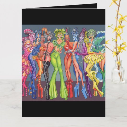 Cartes de vœux Drag Queen Supermodels カード (黄色い花)