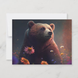 Cartes Postales bear Fleur ポストカード