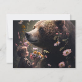 Cartes Postales bear Fleur ポストカード