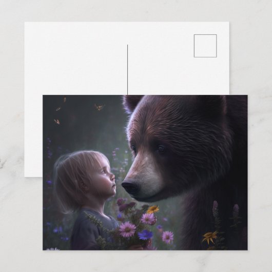 Cartes Postales bear Fleur ポストカード (正面/裏面)