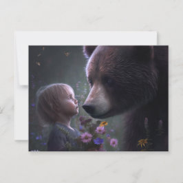 Cartes Postales bear Fleur ポストカード
