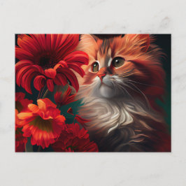 Cartes Postales Cat Fleur ポストカード