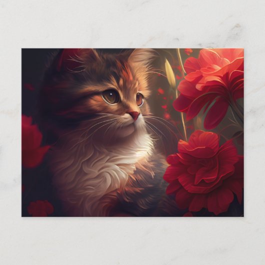 Cartes Postales Cat Fleur ポストカード (正面)