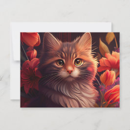 Cartes Postales Cat Fleur ポストカード
