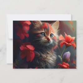 Cartes Postales Cat Fleur ポストカード