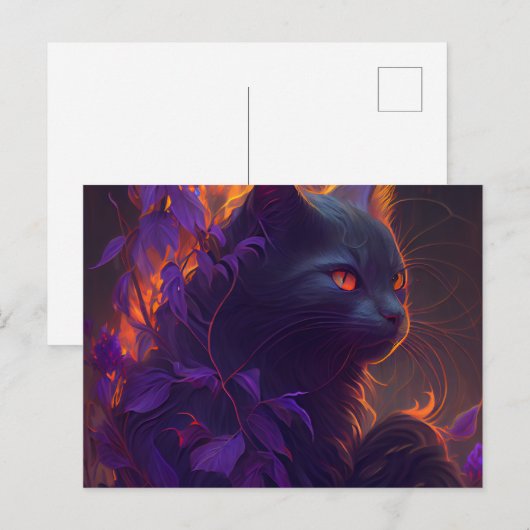 Cartes Postales Chat Mauve ポストカード (正面/裏面)