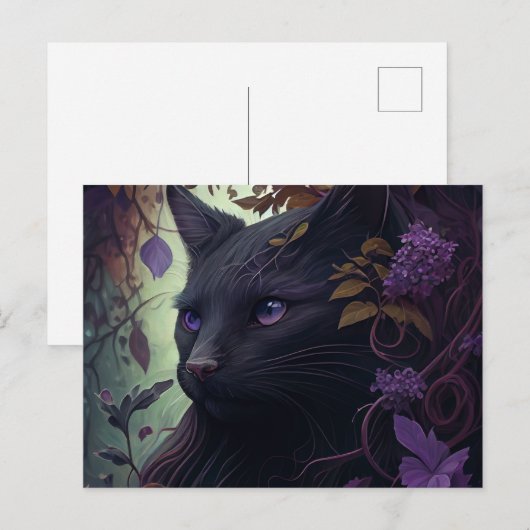 Cartes Postales Chat Mauve ポストカード (正面/裏面)