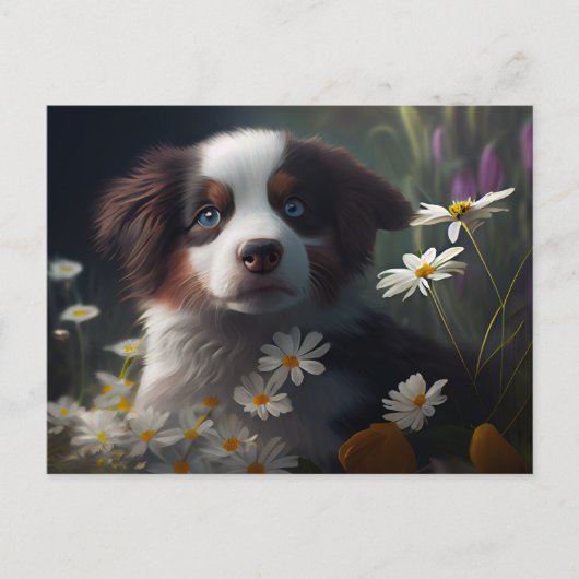 Cartes Postales chien Fleur ポストカード (正面)